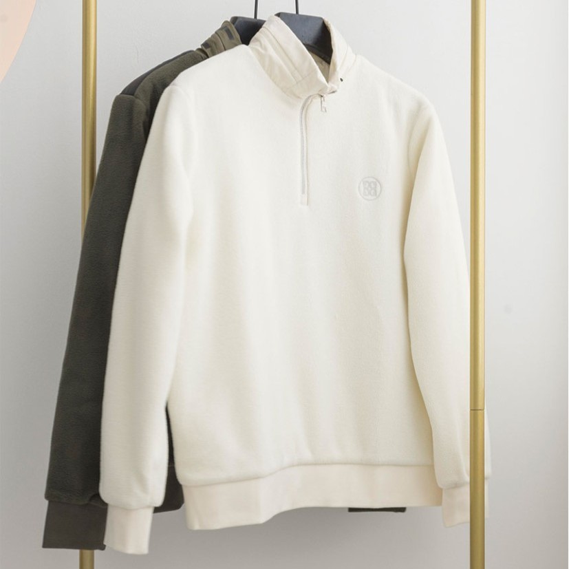 지포어 KNIT HYBRID WOVEN MIX HALF ZIP 아이보리,카키